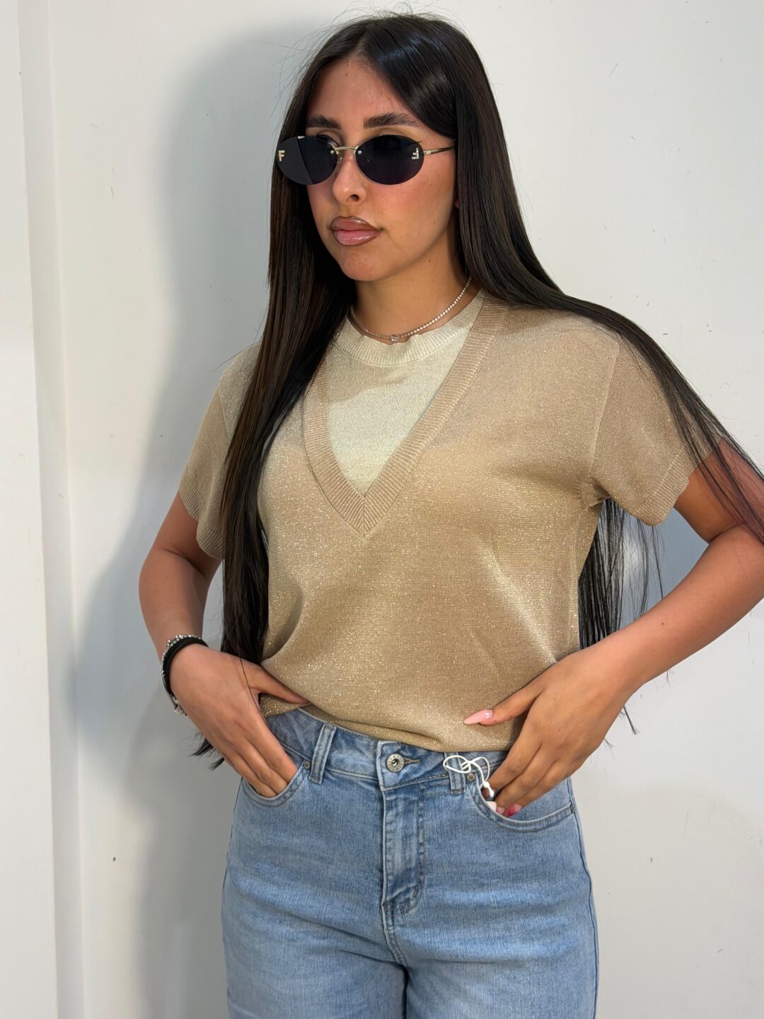 MAGLIA LUREX BICOLORE ORO