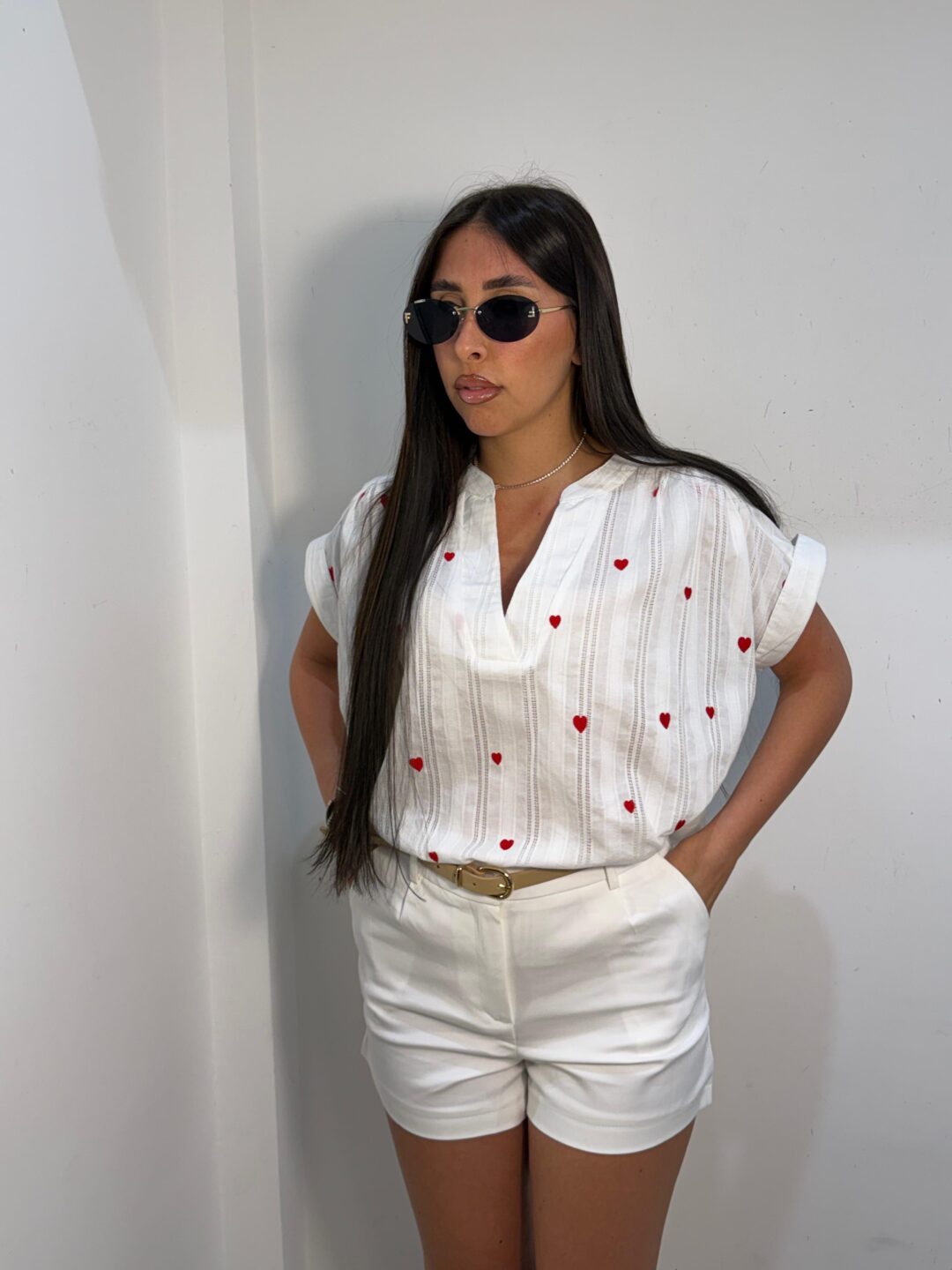 CAMICIA CUORICINI ROSSO