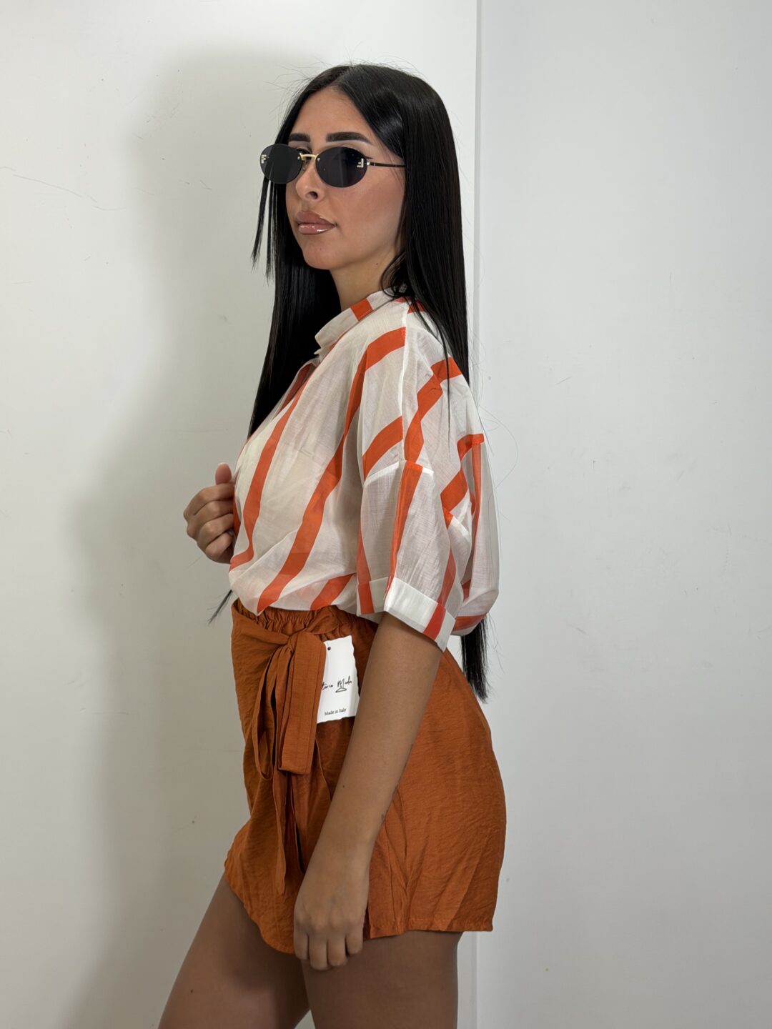 CAMICIA BLESSED RIGATA ARANCIO