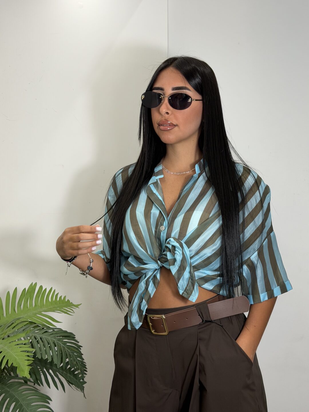 CAMICIA BLESSED RIGATA AZZURRA
