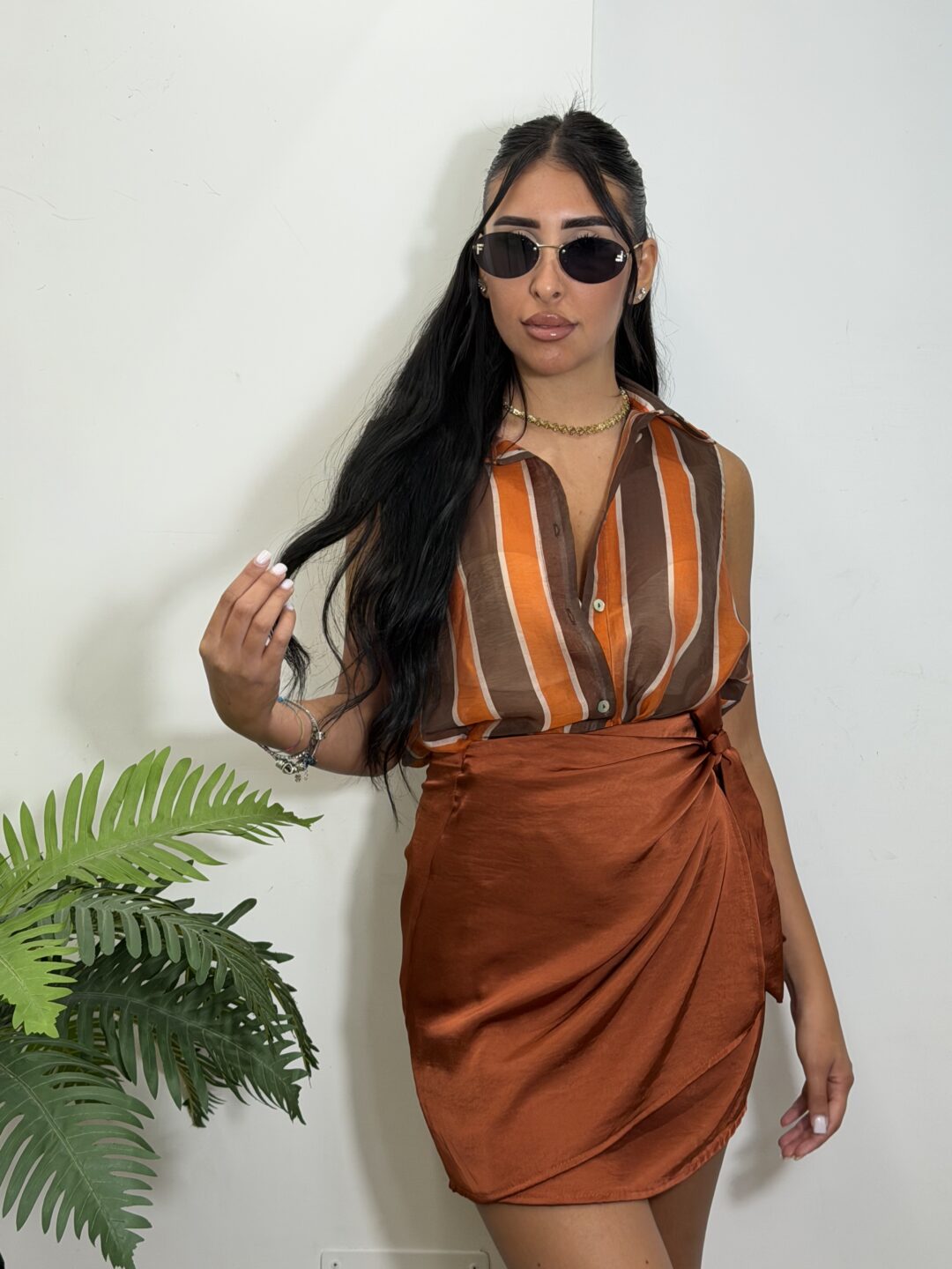 CAMICIA BLESSED RIGATA MARRONE