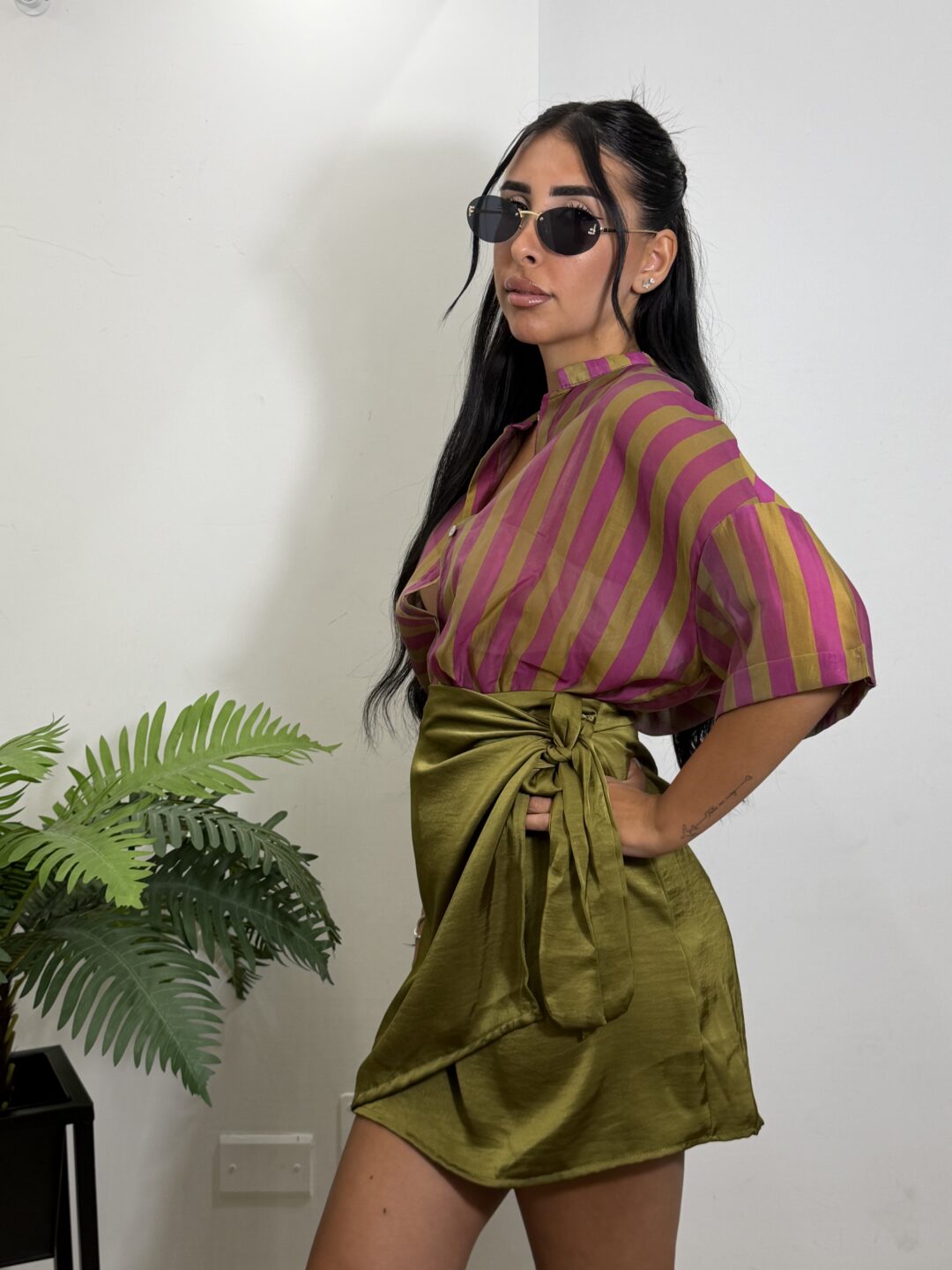CAMICIA BLESSED RIGATA SENAPE